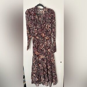 Bb Dakota by Steve Madden Floral Print Smocked Ruffled Midi Dress